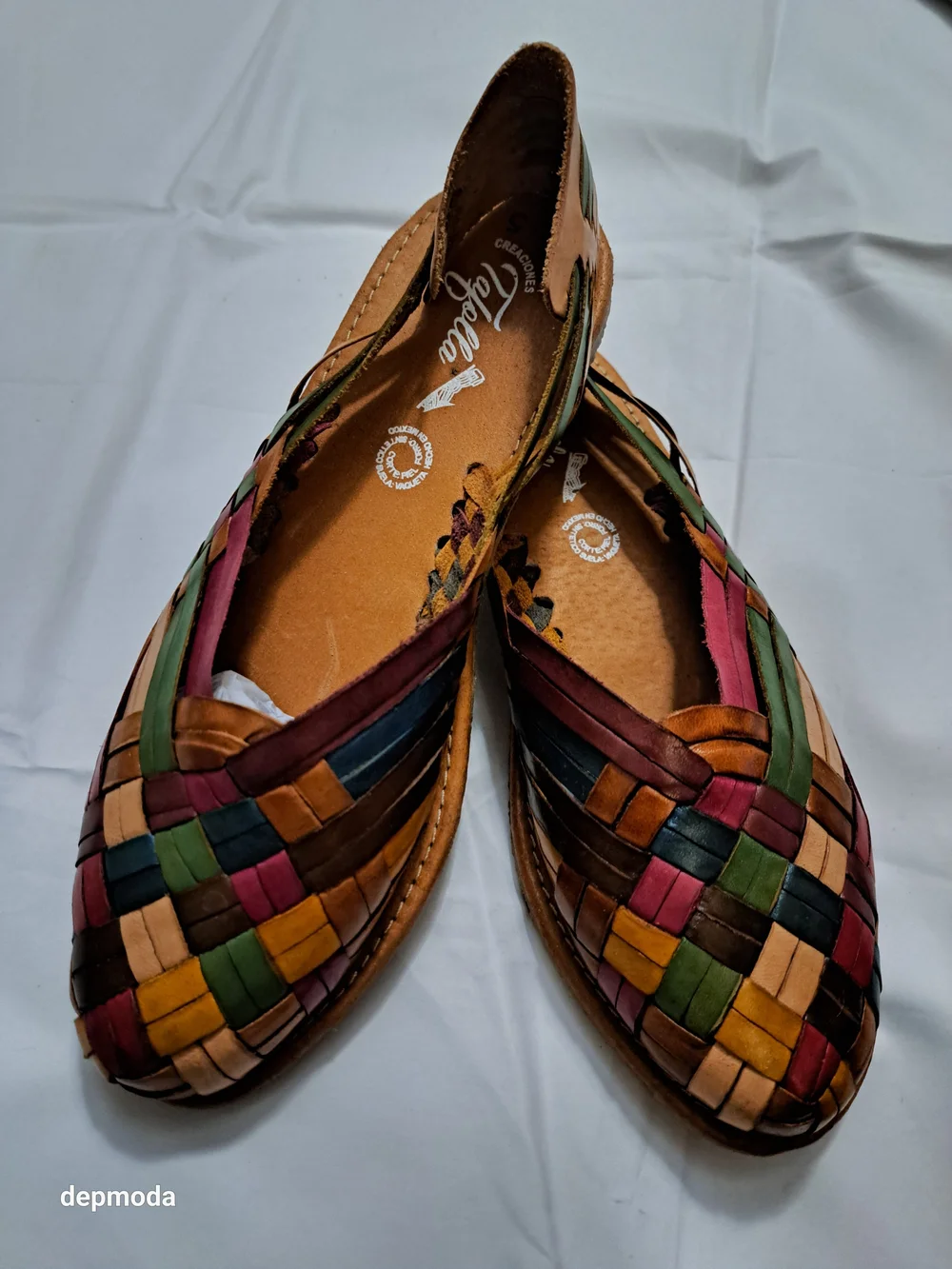 New Without Box Mexican Handwoven Multicolor Leather Flats Huarache Size 8